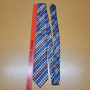 Jos. A. Bank Executive Collection Mens Silk Tie Blue Burgundy Check Geometric